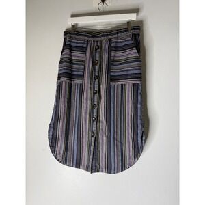 Mododoc Multi Color Striped Button Down midi pull on skirt Size medium